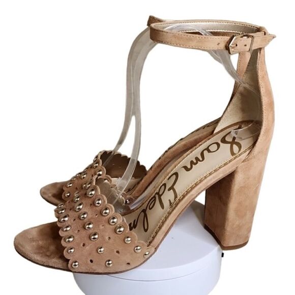 SAM EDELMAN- Women’s Yaria Studded Suede Leather Block Heel Ankle Strap, Size 10 - Picture 9 of 16